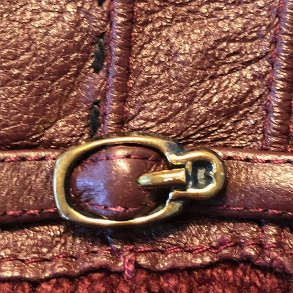 AIGNER Stretch Faux Leather Knit Gloves